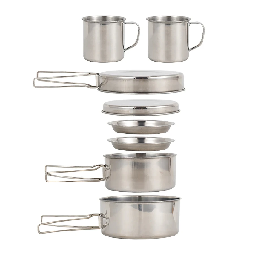 Camping Cooking Recipes - 8 adet/takım kamp tencere seti paslanmaz