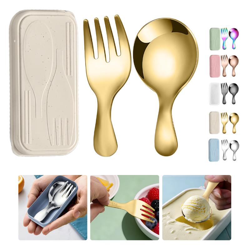 Camping Cooking Portable - Paslanmaz Çelik Sofra Seti Kaşık Çatal