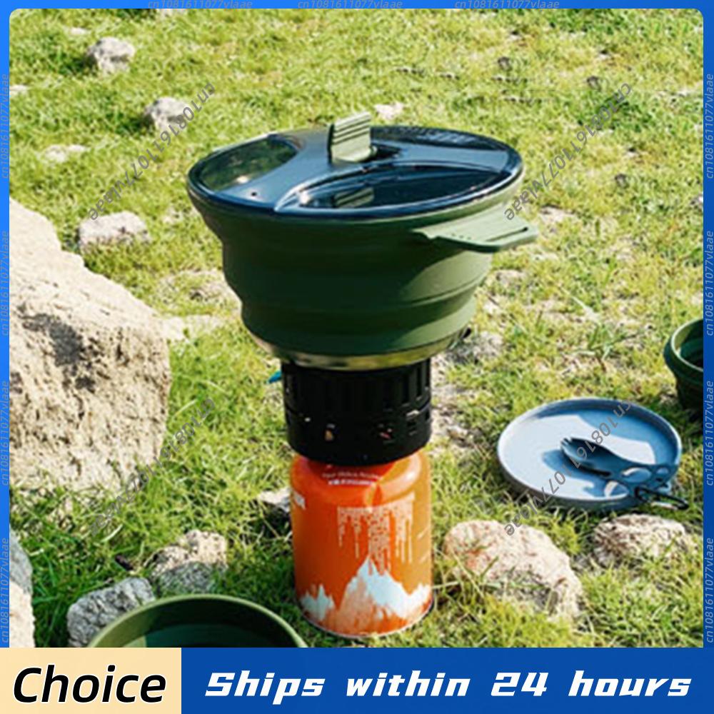 Camping Cooking Open Fire - Katlanabilir Taşınabilir Kamp Tenceresi Saplı Açık