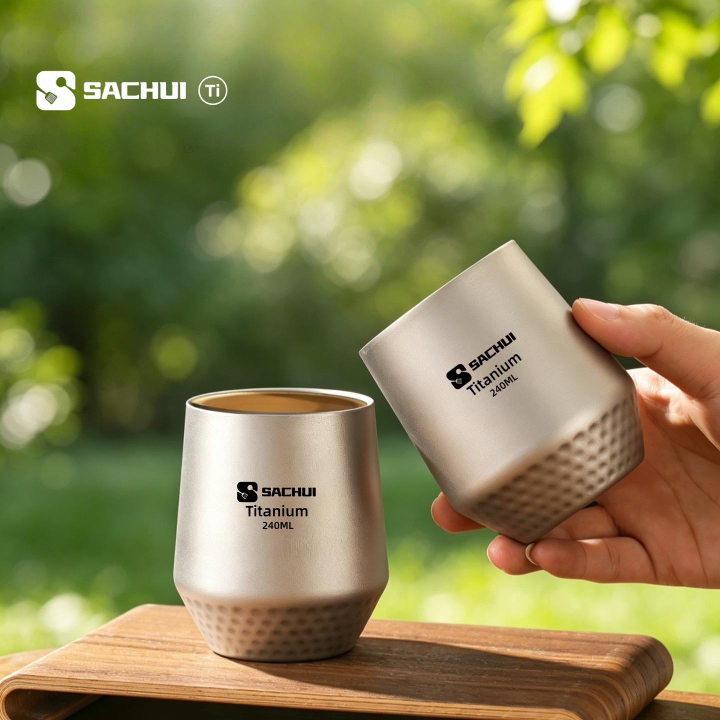 Camping Cooking System - Titanyum Çift Duvarlı Kahve Fincanı Açık