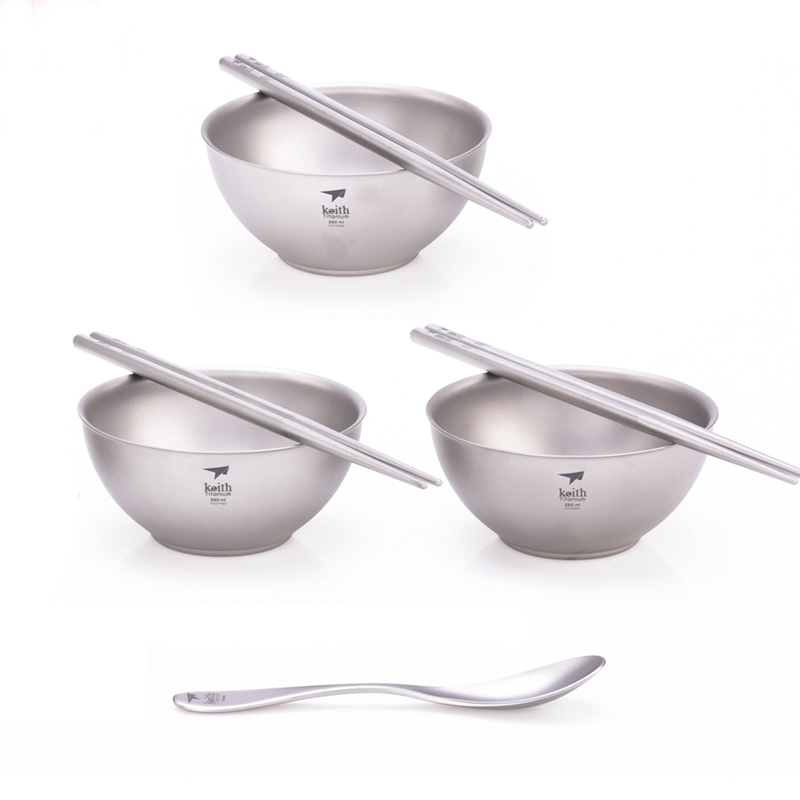 Camping Cooking Gifts - Keith Pişirme Seti, Titanyum Kase Çubuklarını